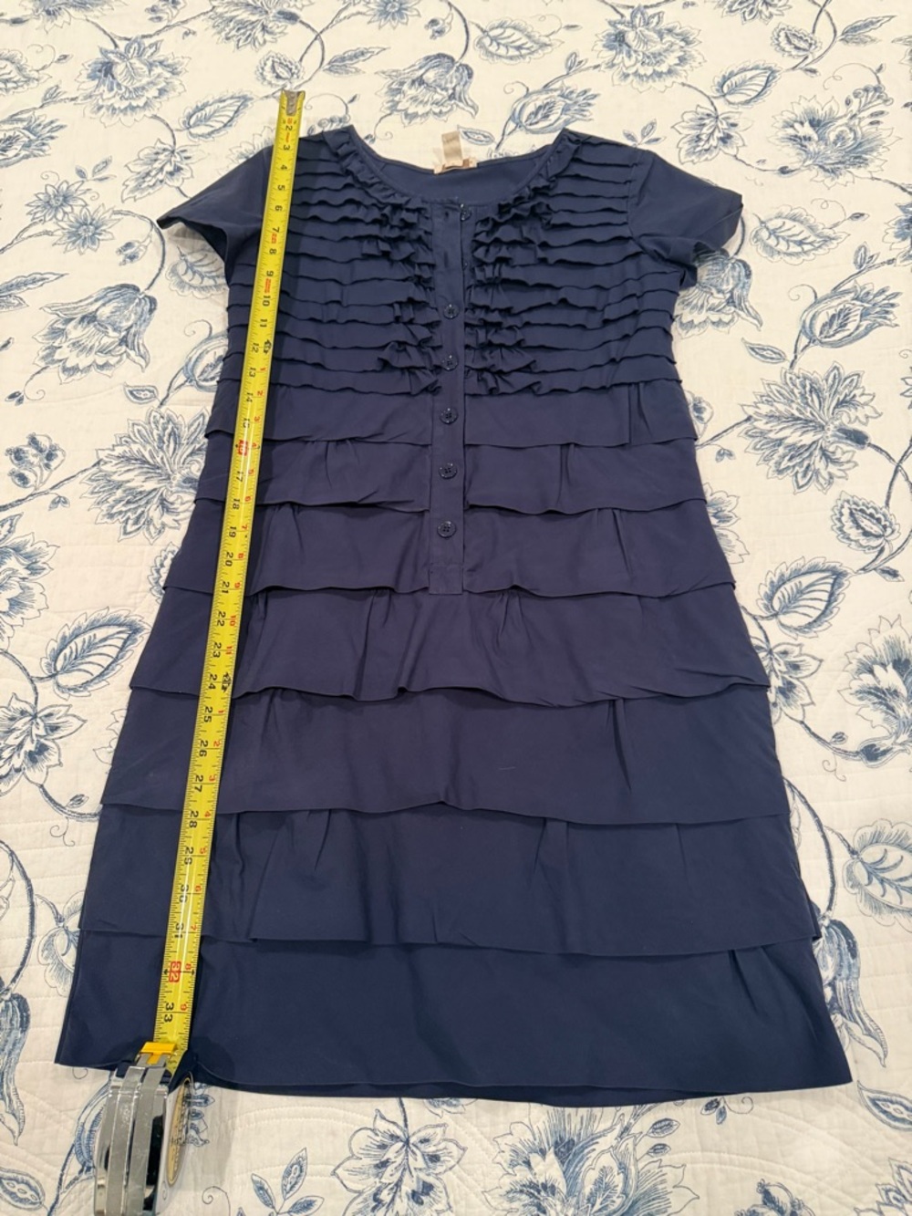 J. Crew Navy Ruffle-Tiered Short Sleeve Dress 2